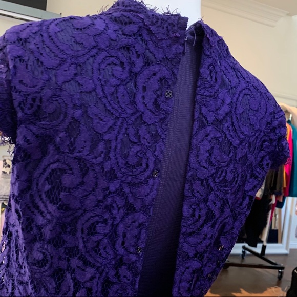 TADASHI SHOJI ROYAL PURPLE LACE SPECIAL OCCASION GOWN DRESS - Picture 12 of 16